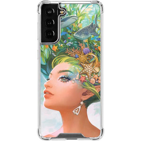 Mermaid with Sea Stars in Her Hair by Ivy Dolamore Galaxy S21 FE Clear Case